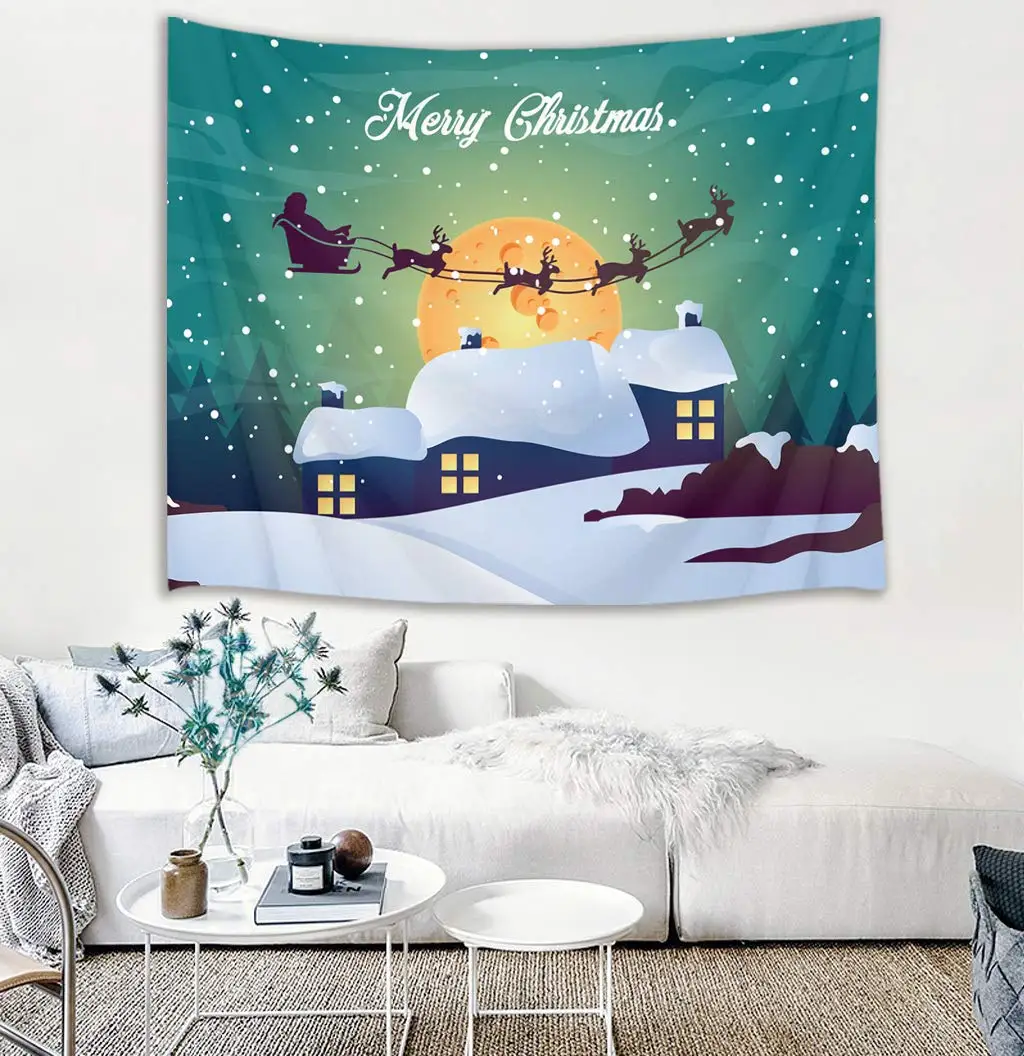 

Christmas Tapestry Santa Claus Sled 3D Watercolor Nightmare Before Christmas