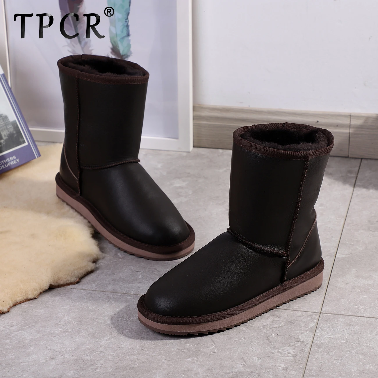 TPCR Real Sheepskin Leather Wool Fur Lined Women Mid-calf Winter Boots for Woman Snow Boots Female Waterproof black Shoes 34-44
TPCR Real Sheepskin Leather Wool Fur Lined Women Mid-calf Winter Boots for Woman Snow Boots Female Waterproof black Shoes 34-44