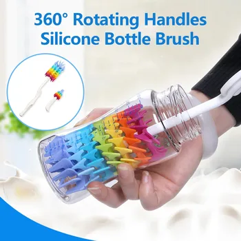 1PCS Baby Bottle Brush 360 Degree Rotating Silicone Bottle Cup Milk Powder Boxes Breast Pump Brusher Cleaner + 1PCS Nipple Brush
1PCS Baby Bottle Brush 360 Degree Rotating Silicone Bottle Cup Milk Powder Boxes Breast Pump Brusher Cleaner + 1PCS Nipple Brush