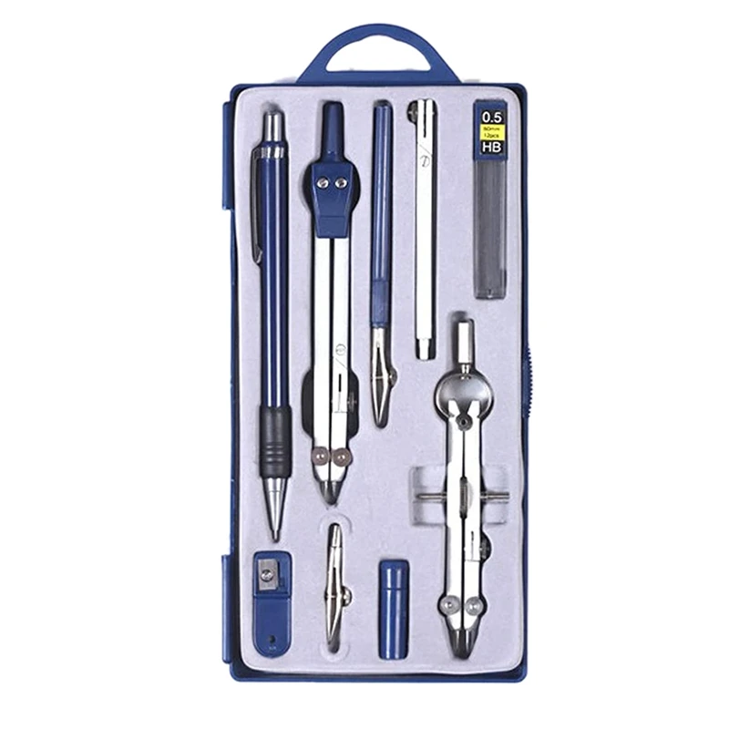9 Pcs Metal Geometry Set Compass for Woodworking Drawing Protractors Classroom Kit | Канцтовары для офиса и дома