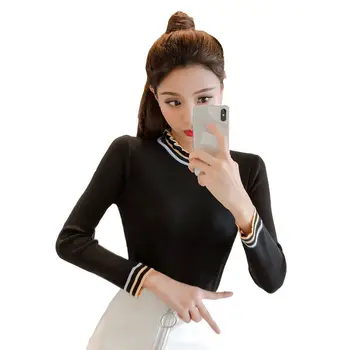 Autumn Knitted Sweaters Women Slim Long Sleeve Bottoming Tops Ruffles Half Turtleneck Striped Print Pullovers Female Jumper
Autumn Knitted Sweaters Women Slim Long Sleeve Bottoming Tops Ruffles Half Turtleneck Striped Print Pullovers Female Jumper