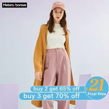 Metersbonwe Knitted Cardigan sweater Women 2020 Spring Autumn Solid color Simple Mid-length Fashion Cardigan for Female coat
Metersbonwe Knitted Cardigan sweater Women 2020 Spring Autumn Solid color Simple Mid-length Fashion Cardigan for Female coat