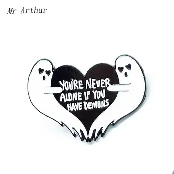 Two Ghost Heart Enamel Pin You Are Never Alone If You Have Demons Brooch Clothes Lapel Punk Heart Jewelry Gift for Friends
Two Ghost Heart Enamel Pin You Are Never Alone If You Have Demons Brooch Clothes Lapel Punk Heart Jewelry Gift for Friends
