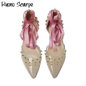 Clear PVC Flat Women Single Shoes Rivets Studds Suede Leather Shoes Pointed Toe Transparent Flat Sandals Ladies Casual Shoes New
Clear PVC Flat Women Single Shoes Rivets Studds Suede Leather Shoes Pointed Toe Transparent Flat Sandals Ladies Casual Shoes New