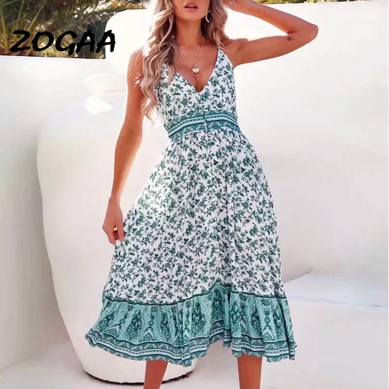 ZOGAA Floral Long Boho Dress Sleevless Straps 2020 Summer Dress Buttons Elastic Waist Midi Women Dress New Vestidos
ZOGAA Floral Long Boho Dress Sleevless Straps 2020 Summer Dress Buttons Elastic Waist Midi Women Dress New Vestidos