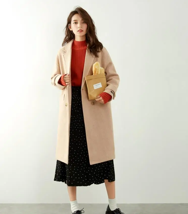 Woolen coat female long section 2019 winter new Korean version of the simple temperament wool coat Coat long coat
Woolen coat female long section 2019 winter new Korean version of the simple temperament wool coat Coat long coat