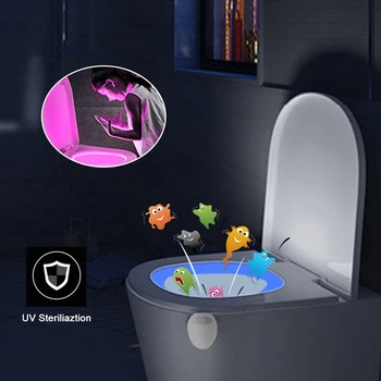 Induction Night Light with UV Sterilizer Germicidal Disinfection UVC LED Lamp LED RGB Purple Light Closestool Lamp