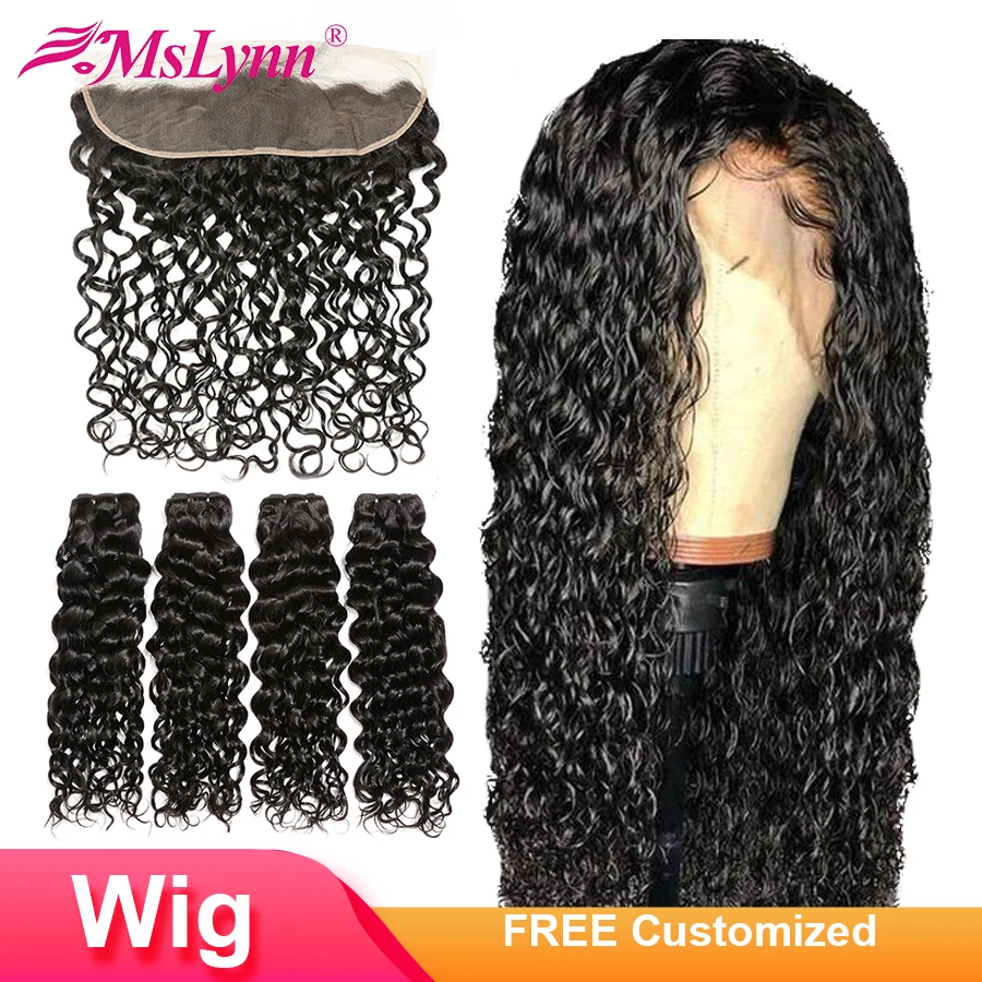 4x13 Lace Frontal Human Hair Wigs Brazilian Water Wave Bundles With Closure Frontal Free Customized Wig 300% Density Mslynn Remy
4x13 Lace Frontal Human Hair Wigs Brazilian Water Wave Bundles With Closure Frontal Free Customized Wig 300% Density Mslynn Remy