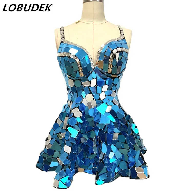 Mirrors Dance Costume Women Silver Gold Sequins Rhinestones V-neck Mini Short Dress Singer Bar Nightclub Performance Stage Wear
Mirrors Dance Costume Women Silver Gold Sequins Rhinestones V-neck Mini Short Dress Singer Bar Nightclub Performance Stage Wear