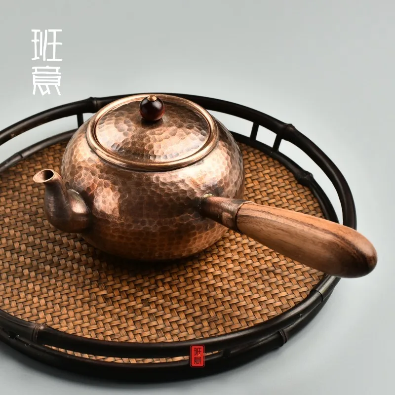 Pure handmade thickened copper pot retro Japanese tea set side handle solid wood handle kungfu teapot teaware
Pure handmade thickened copper pot retro Japanese tea set side handle solid wood handle kungfu teapot teaware