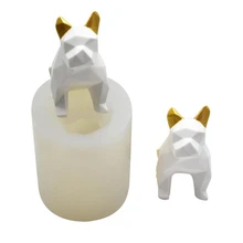 Sabão molde ofício 3d geometria cabeça do cão aromaterapia gesso carro display vela molde de gesso decoração do bolo diy moldes de silicone(China)