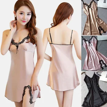 Nightdress with suspenders Sexy Summer Silk Nightgown For Woman Hot Erotic Costumi Lingerie Camisa Dormir Mujer Transparan
Nightdress with suspenders Sexy Summer Silk Nightgown For Woman Hot Erotic Costumi Lingerie Camisa Dormir Mujer Transparan