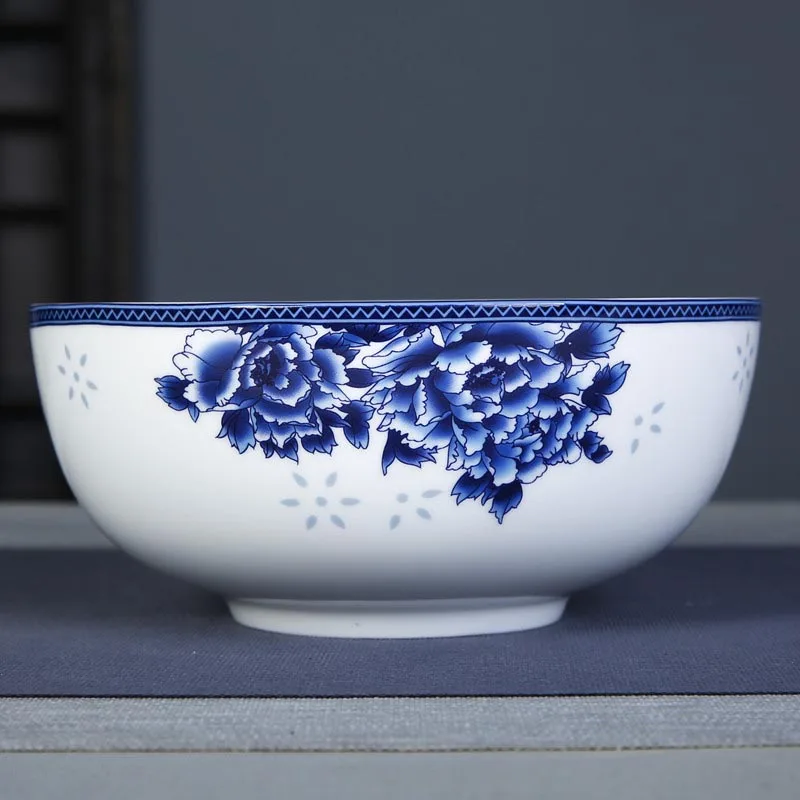 7-дюймовые большие миски для супа миска Ramen Цзиндэчжэнь сине-белая фарфоровая