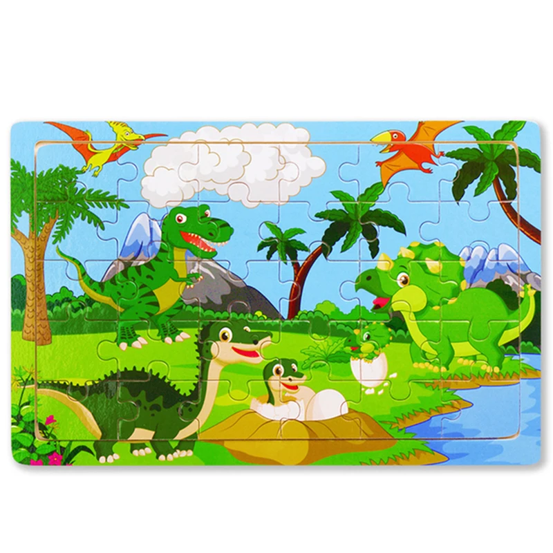 4 Style Jurassic Dinosaur Puzzle Wooden Preschool Kid Baby Jigsaw Puzzles Cartoon Learning Educational Christma Toy for Children | Игрушки и