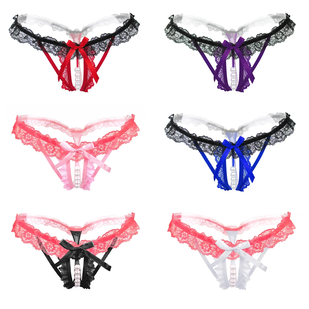 Трусики с жемчужной нитью Erolanta Amy, черные, 42-44 УТ-00004596XS/S - Erolanta - Трусики с доступом - Купить