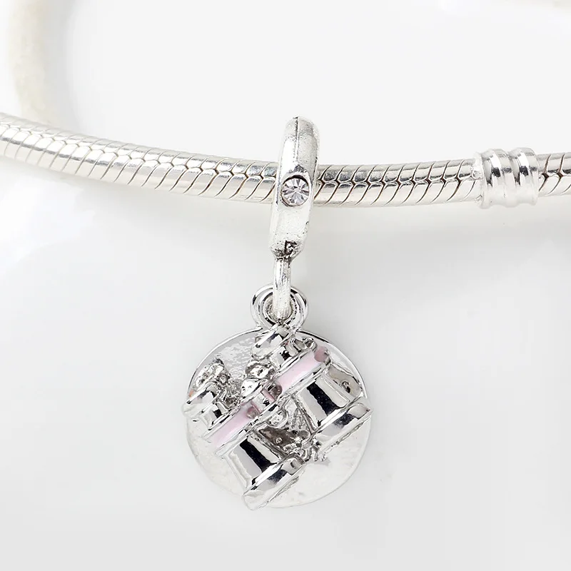 New Original Alloy Bead Heart Binoculars Dangle Charm Fit Bracelet Necklace DIY Women Jewelry