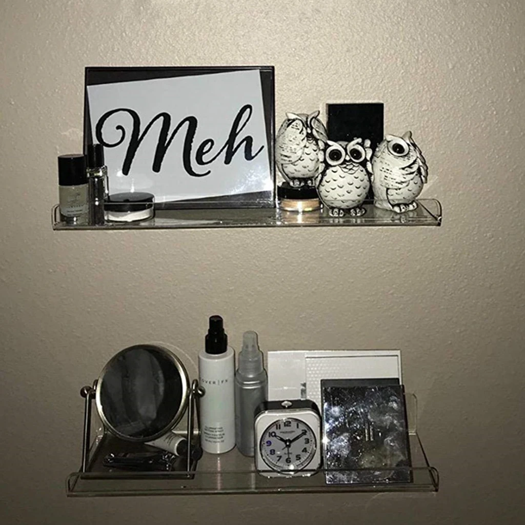 Acrylic Floating Wall Shelf Wall Mounted Invisible Rack Bathroom Shelf Display Spice Toys Acrylic Floating Wall Shelf Wall Mounted Invisible Rack Bathroom Shelf Display Spice Toys