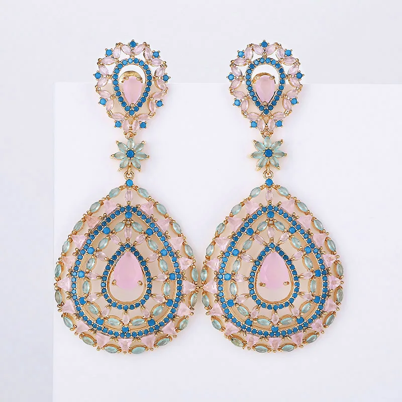 VERY GIRL 66mm Charm Multicolor Geometry Full Micro Paved Cubic Zircon CZ Drop Long Earring High Quality Wedding Jewelry
VERY GIRL 66mm Charm Multicolor Geometry Full Micro Paved Cubic Zircon CZ Drop Long Earring High Quality Wedding Jewelry