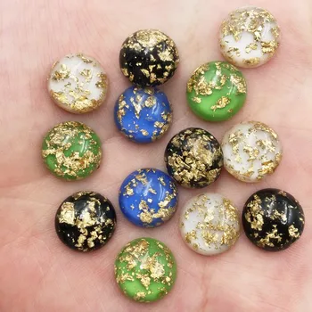 

80Pcs 12mm Resin Glitter Filled Gold Foil Round Gems Flatback Cabochon Rhinestone Scrapbook DIY Wedding Applique Ornament PG49*2