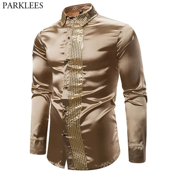 Mens Sequin Dress Shirts Long Sleeve Silk Satin Shiny Disco Party Shirt Men Stage Dance Nightclub Party Prom Costume Chemise XXL
Mens Sequin Dress Shirts Long Sleeve Silk Satin Shiny Disco Party Shirt Men Stage Dance Nightclub Party Prom Costume Chemise XXL