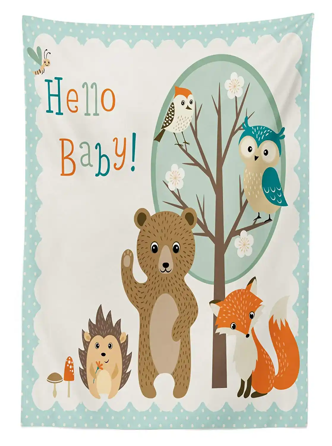 baby shower tablecloth woodland animals owl bear