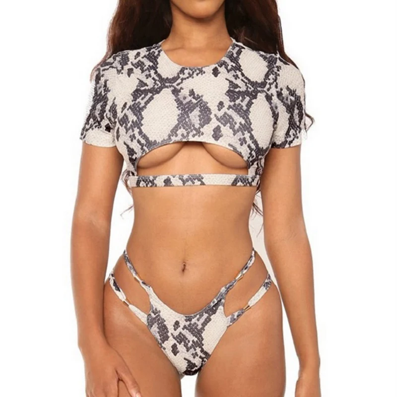 2019 Stylish Sexy Women Push Up Swimwear Snake Print Short Sleeve Swimsuit Bandage Halter Two Piece Bikini
2019 Stylish Sexy Women Push Up Swimwear Snake Print Short Sleeve Swimsuit Bandage Halter Two Piece Bikini