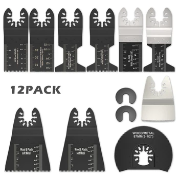 12pcs/set Multi-Function Cutting Saw Blade Universal Oscillating Multi Tool Power Tool for Renovator Power Wood Cutting Tool Bit