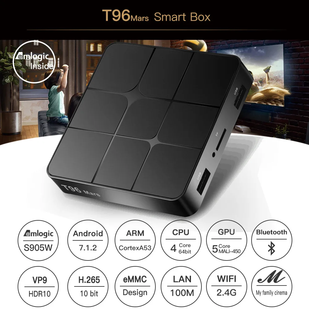 T96 TV BOX 4K S905W Android TV Box Android7.1 Smart Set Top BOX Quad Core Smart TV BOX H.265 3D Media Player For HDMI IPTV
T96 TV BOX 4K S905W Android TV Box Android7.1 Smart Set Top BOX Quad Core Smart TV BOX H.265 3D Media Player For HDMI IPTV