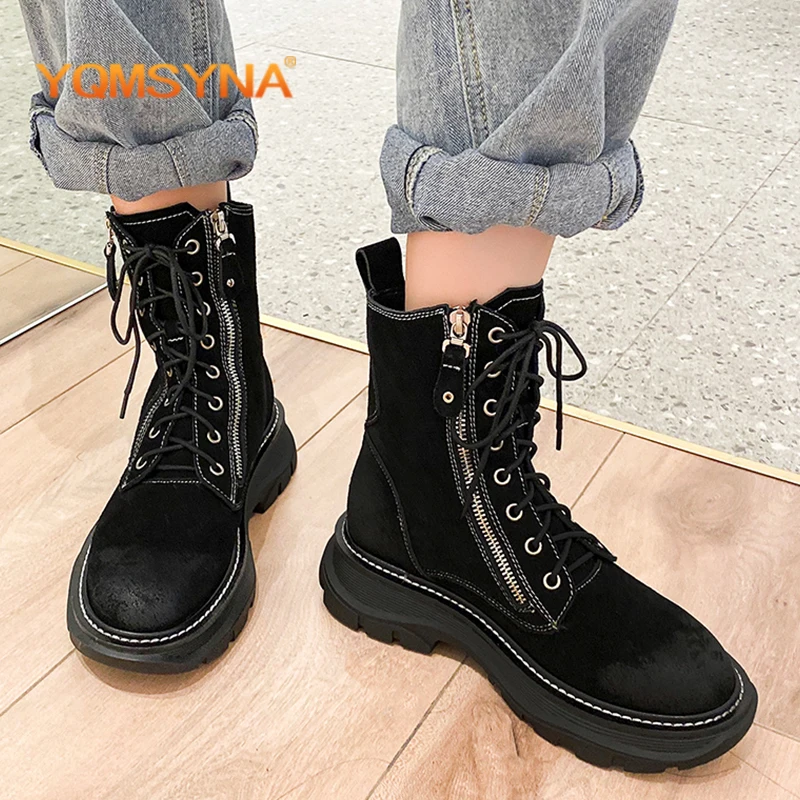 YQMSYNA Casual Ankle Boots Genuine Leather Handmade Round Toe Zipper Sewing Flat With Boots Convenient Lace-up Lady Shoes AS330
YQMSYNA Casual Ankle Boots Genuine Leather Handmade Round Toe Zipper Sewing Flat With Boots Convenient Lace-up Lady Shoes AS330