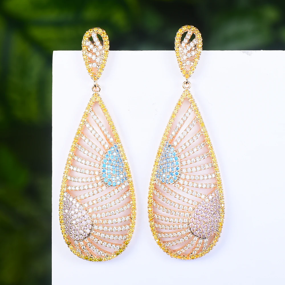 GODKI Jimbora Deluxe AAA Cubic Zirconia Big Pendant Wedding Engagement Dangle Drop Earrings Flower Hollow Earrings For Women 
GODKI Jimbora Deluxe AAA Cubic Zirconia Big Pendant Wedding Engagement Dangle Drop Earrings Flower Hollow Earrings For Women