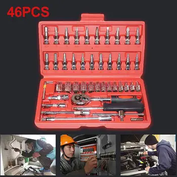 46Pcs Automobile Car Ratchet Wrench Common Socketes Screwdriver Bits Set Repair Tool Kit CR-V Drive Ratchet Wrench Spanner
46Pcs Automobile Car Ratchet Wrench Common Socketes Screwdriver Bits Set Repair Tool Kit CR-V Drive Ratchet Wrench Spanner