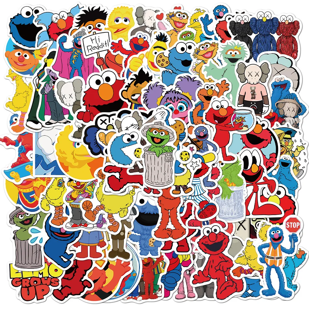 

50/100Pcs/Set Sesame Street Cute Stickers Luggage Motorcycle Laptop Refrigerator Washing Machine PvcWaterproof Graffiti Stickers