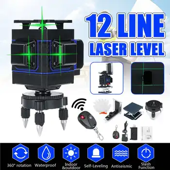 12 Lines 3D Green Laser Level Self-Leveling Wireless Remote 360 Horizontal & Vertical Cross Lines With Battery & Wall Bracket
12 Lines 3D Green Laser Level Self-Leveling Wireless Remote 360 Horizontal & Vertical Cross Lines With Battery & Wall Bracket