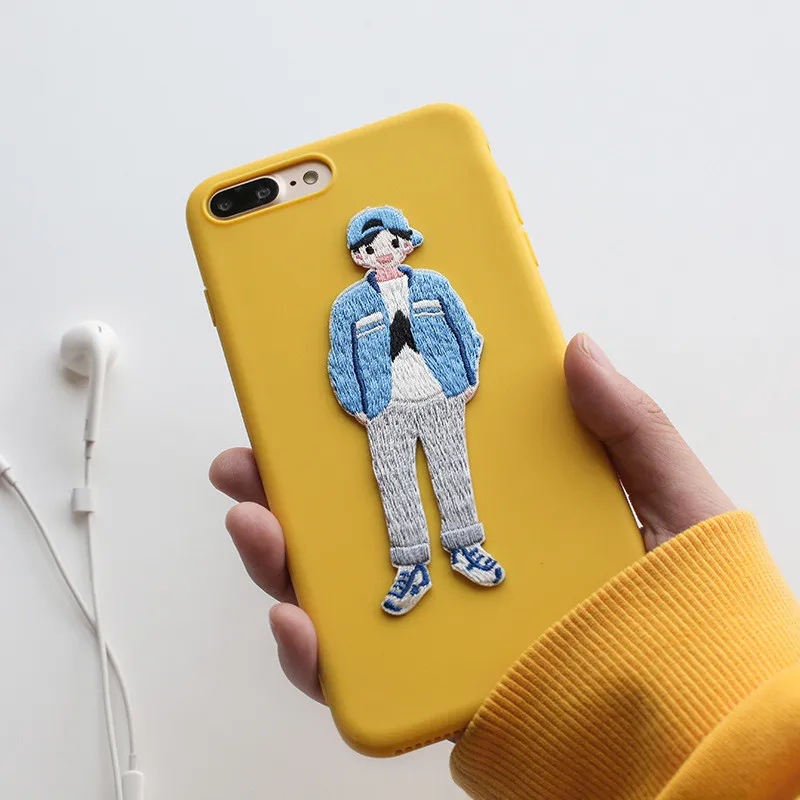 1 Piece Cartoon Boy Girls Embroideried Patches for Phone Case Bag Jeans Glue Patches for Student Clothes Sticker