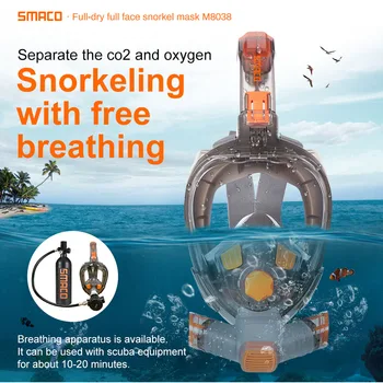 SMACO 2020 New M8038 Diving Snorkeling Suit Protective Mask Full Face Diving mask Equipment Can be used with Diving Oxygen Tanks
SMACO 2020 New M8038 Diving Snorkeling Suit Protective Mask Full Face Diving mask Equipment Can be used with Diving Oxygen Tanks