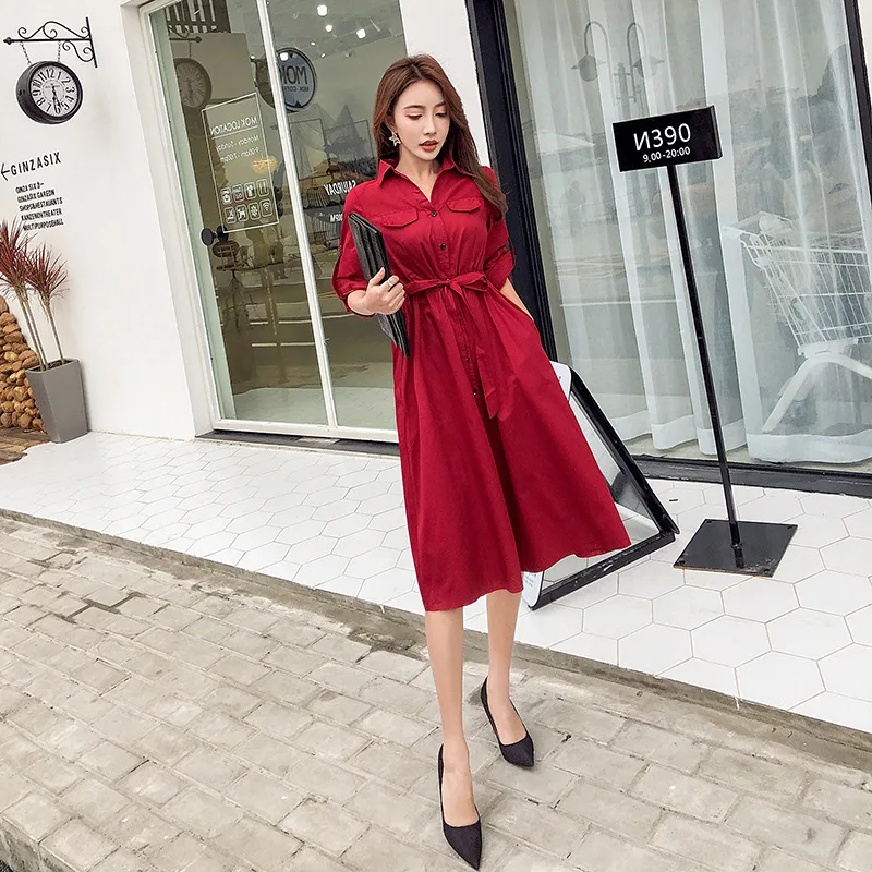 2019 Spring Clothing New Style Korean-style Elegant Versatile Single Breasted Lace-up Waist Hugging Slimming Shirt Dress Women's
2019 Spring Clothing New Style Korean-style Elegant Versatile Single Breasted Lace-up Waist Hugging Slimming Shirt Dress Women's