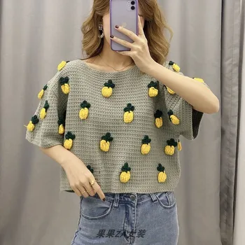 2020 Spring and Summer Pineapple Pattern Sweater Casual Women Sweater Sweet Loose Sweater O-Neck Pullovers
2020 Spring and Summer Pineapple Pattern Sweater Casual Women Sweater Sweet Loose Sweater O-Neck Pullovers