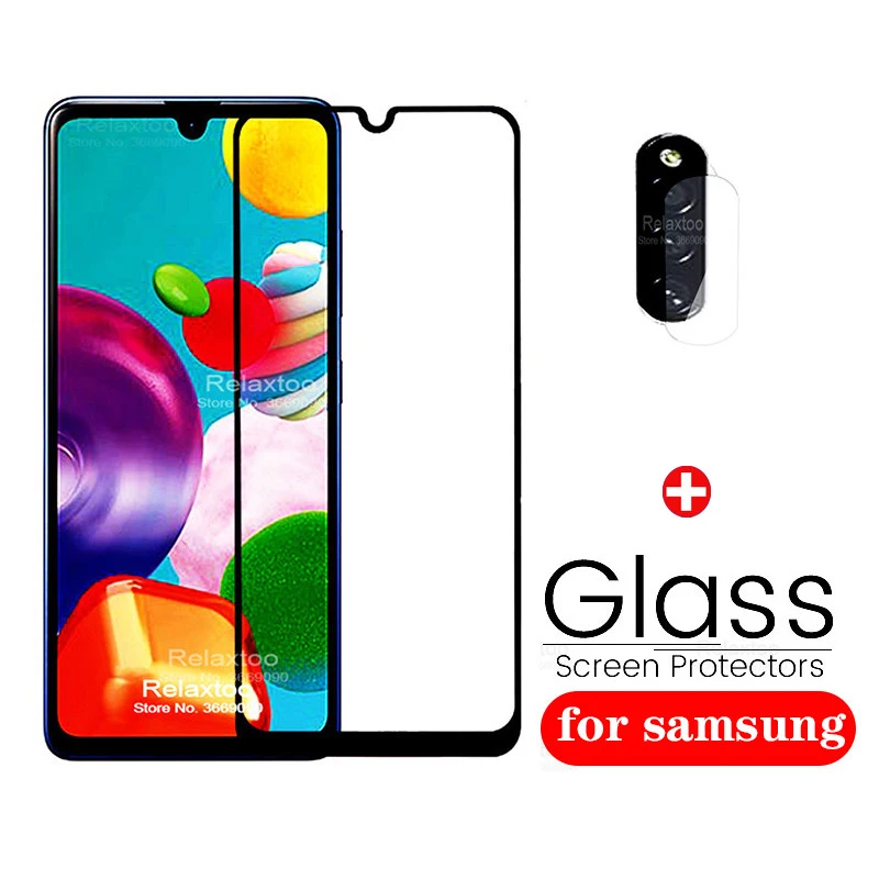 Фото 2-in-1 A71 A51 2019 Protective Glass a41 camera lens for samsung a71 51 screen protector tempered glass full cover film | Мобильные