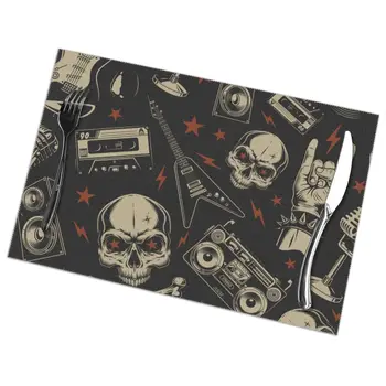6 Pcs Placemat Skull Musical Electric Guitar And Cassette Fabric Table Mats Tableware Kitchen Tool Table Mats
6 Pcs Placemat Skull Musical Electric Guitar And Cassette Fabric Table Mats Tableware Kitchen Tool Table Mats