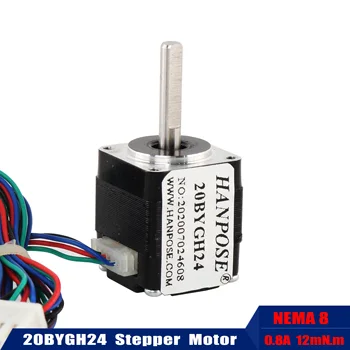 Nema8 mini Stepper motor 24mm 12mN.m 0.8A 1.8 degrees For new CNC router and 3D printer 20BYGH24 step motor
Nema8 mini Stepper motor 24mm 12mN.m 0.8A 1.8 degrees For new CNC router and 3D printer 20BYGH24 step motor