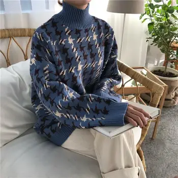 Turtleneck Print Women Sweater Long Sleeve Loose Pullover Sweater Pullovers Knit Causal Sweater
Turtleneck Print Women Sweater Long Sleeve Loose Pullover Sweater Pullovers Knit Causal Sweater