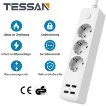 TESSAN EU Plug Power Strip with 4 USB Charging Ports 3 AC Outlets and 1.5M/5ft Long Extension Cord Multi Outler Extender Socket
TESSAN EU Plug Power Strip with 4 USB Charging Ports 3 AC Outlets and 1.5M/5ft Long Extension Cord Multi Outler Extender Socket