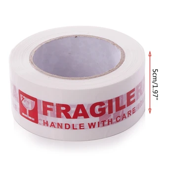 

White and Red Fragile Packing Tape Handle with Care Bopp Shipping Warning Sticker Label 100m x 50mm