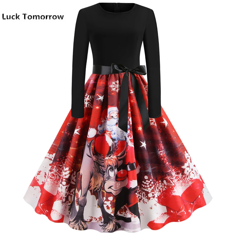 Santa Claus Print Women Christmas Dress 2019 Autumn Winter Long Sleeve Elegant Vintage Party Casual A-Line Chic Dress Robe Femme
Santa Claus Print Women Christmas Dress 2019 Autumn Winter Long Sleeve Elegant Vintage Party Casual A-Line Chic Dress Robe Femme