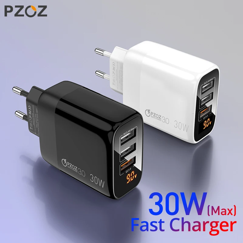PZOZ USB Charger 30W Fast Charging 18W Quick Charge 3.0 LED Display EU Wall Adapter For iphone 11 Samsung A50 xiaomi redmi note8
PZOZ USB Charger 30W Fast Charging 18W Quick Charge 3.0 LED Display EU Wall Adapter For iphone 11 Samsung A50 xiaomi redmi note8
