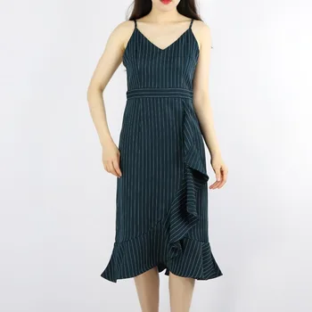 2020 Summer Women Clothing Striped Printed Suspender V-Neck Irregular Ruffled Sleeve Dresses Ladies Casual Sleeveless Sundresses
2020 Summer Women Clothing Striped Printed Suspender V-Neck Irregular Ruffled Sleeve Dresses Ladies Casual Sleeveless Sundresses