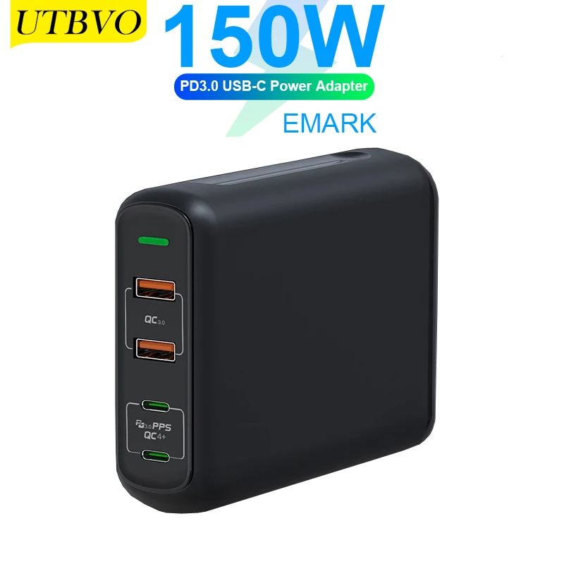 UTBVO 150W 4 портовый Ган настенный адаптер 2 x USB A Quick Charge 3 0 C быстрое зарядное устройство для MacBook Pro Air iPad iPhone