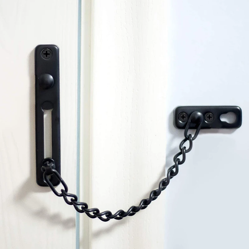 MUMA Door Chain Door Guard With Spring Anti-Theft Press Lock Stainless Steel Door Chain Guard Security Lock Latch Color : Golden 
