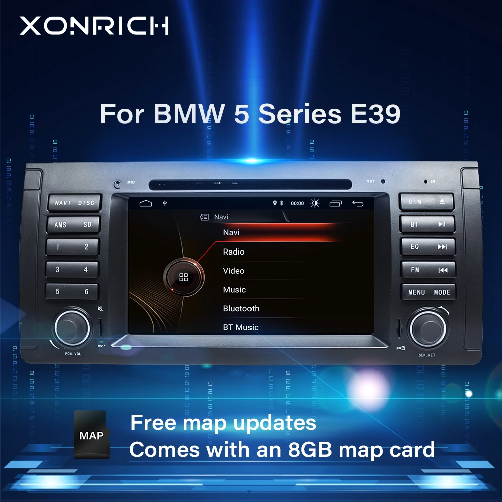 Xonrich 1 Din Car DVD Player Radio GPS navigation For BMW X5 E39 5 Series 2002-2007multimedia stereo audio head unit | Автомобили и