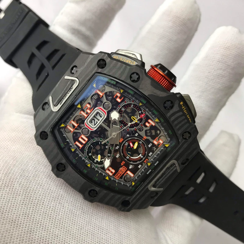 Mens Mechanical luxury Skeleton watch carbon fiber case Black Rubber strap RM11-03 Top quality 1:1 watches AAA
Mens Mechanical luxury Skeleton watch carbon fiber case Black Rubber strap RM11-03 Top quality 1:1 watches AAA